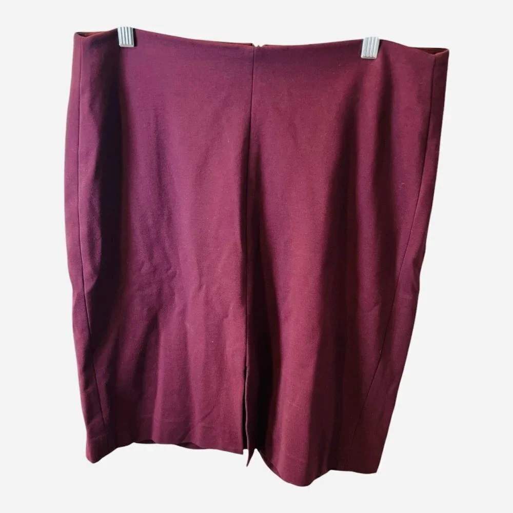 MM Lafleur Women's The Greenpoint Skirt Garnet Front Slit High Rise Pencil Sz 14